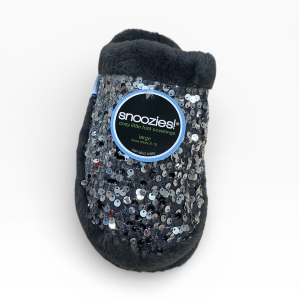 NWT Snoozies Sequin Slipper Socks Cozy Plush Non Skid House Shoes Large